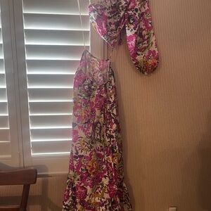 Misa Los Angeles Vibrant Floral One Shoulder Dress